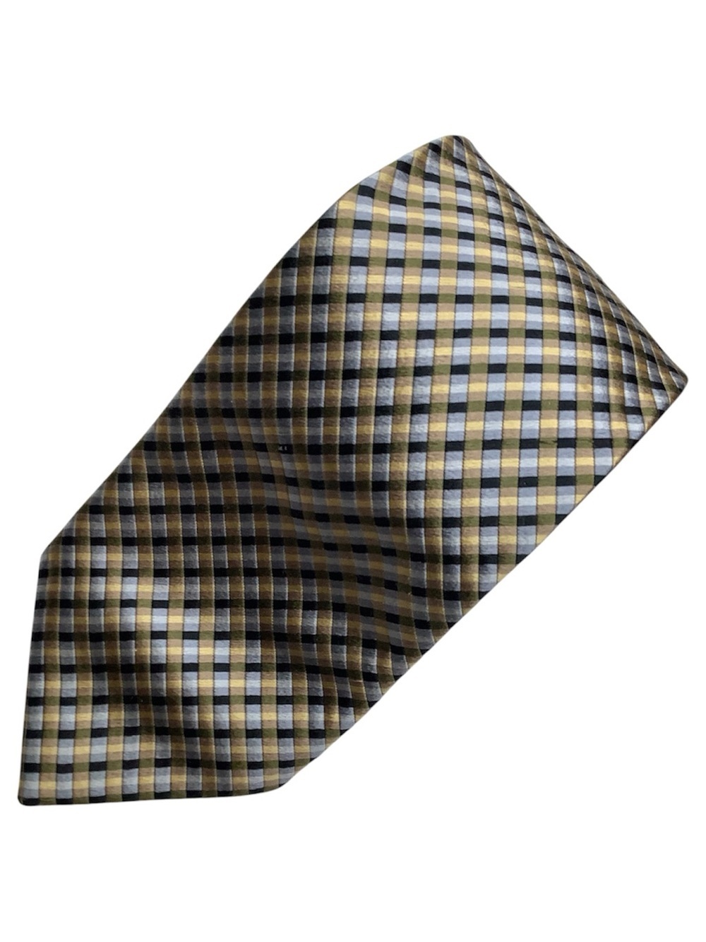 BRITCHES Tailored Collection Italian Silk Stripe Geometric Tie Gold Silver
